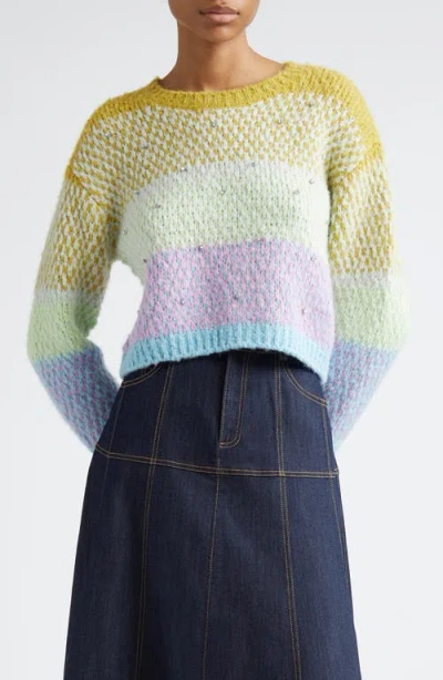 Cinq À Sept Caspar Ombré Stripe Crewneck Sweater In Willow Multi