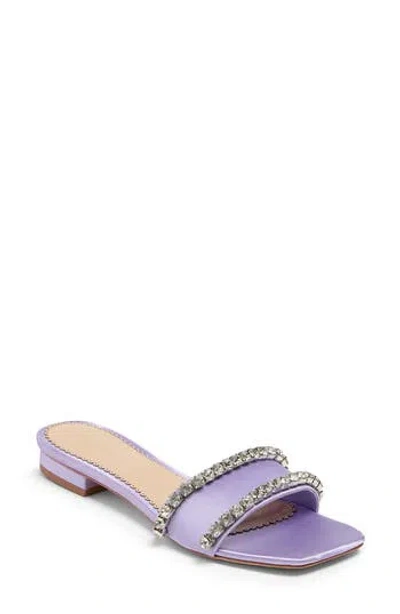 Cinq À Sept Catherine Crystal Embellished Satin Slide Sandal In Purple