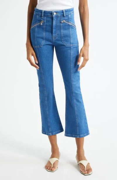 Cinq À Sept Celeste Zip Pocket Crop Kick Flare Jeans