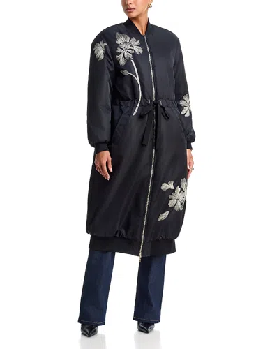 Cinq À Sept Cinq A Sept Celestina Embroidered Long Coat In Black