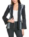 Cinq À Sept Celie Two-tone Denim Blazer In Blue