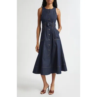Cinq À Sept Cezanne Denim Midi Dress In Blue