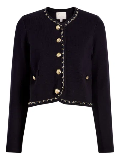 Cinq À Sept Chain-trimmed Buttoned Cardigan In Black