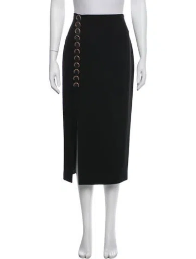 Pre-owned Cinq À Sept Chain-link Accents Midi Length Skirt In Black
