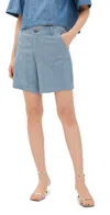 Cinq À Sept Cinq A Sept Chambray Rhinestone Shorts In Medium Blue