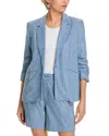 Cinq À Sept Cinq A Sept Chambray Rhinestone Blazer In Medium Blu