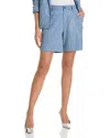 Cinq À Sept Cinq A Sept Chambray Rhinestone Shorts In Medium Blue