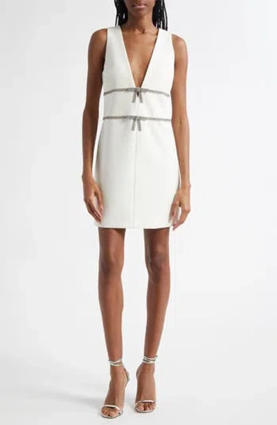 Cinq À Sept Chani Rhinestone Bow Detail Cocktail Minidress In White