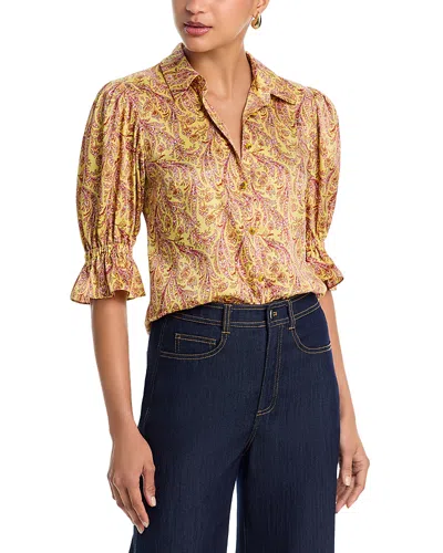 Cinq À Sept Cinq A Sept Charming Paisley Fiona Top In Gold
