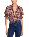 Cinq À Sept Fiona Charming Paisley Button-up Shirt In Brown