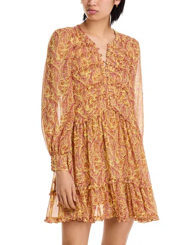 Cinq À Sept Rivie Charming Paisley Long Sleeve Minidress In Brown