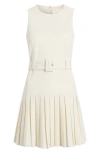Cinq À Sept Charolette Sleeveless Pleated Mini Dress In Ivory