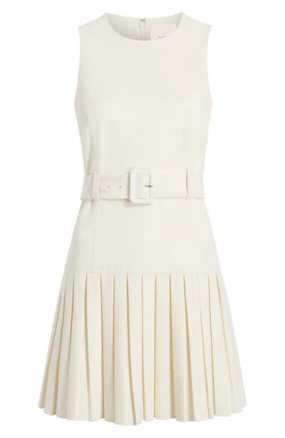 Cinq À Sept Charolette Sleeveless Pleated Mini Dress In Ivory