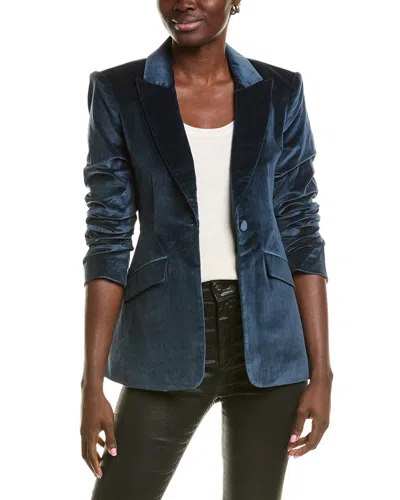 Cinq À Sept Chenille Velvet Scrunched Cheyenne Blazer In Blue