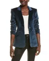 Cinq À Sept Chenille Velvet Scrunched Cheyenne Blazer In Blue