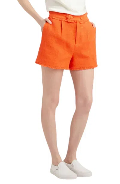 Cinq À Sept Cherryl Boucle Shorts In Cherry Tomato In Orange