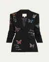 Cinq À Sept Cinq A Sept Butterfly Loveletter Scrunched Cheyenne Blazer In Black Multi