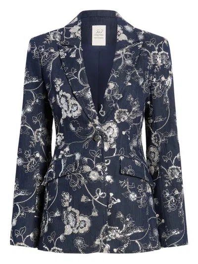Cinq À Sept Cheyenne Embroidered Blazer In Blue