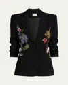 Cinq À Sept Cheyenne Floral Embroidered Blazer In Black