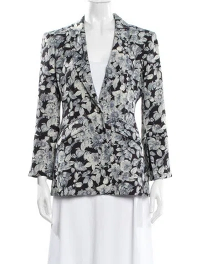 Pre-owned Cinq À Sept Cheyenne Floral Print Blazer In Blue