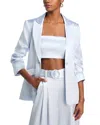 Cinq À Sept Cheyenne Hammered Satin Scrunch Sleeve Jacket In Mercury