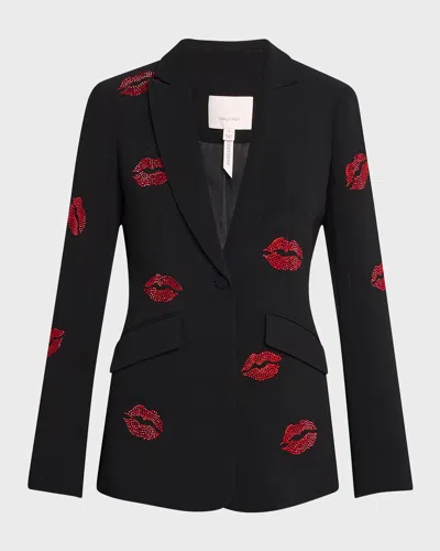 Cinq À Sept Cheyenne Kissing Booth Embellish Blazer In Blackred