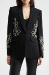 Cinq À Sept Cinq A Sept Women's Rhinestone Paisley Cheyenne Blazer, Black In Black