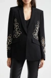 Cinq À Sept Cinq A Sept Women's Rhinestone Paisley Cheyenne Blazer, Black In Black