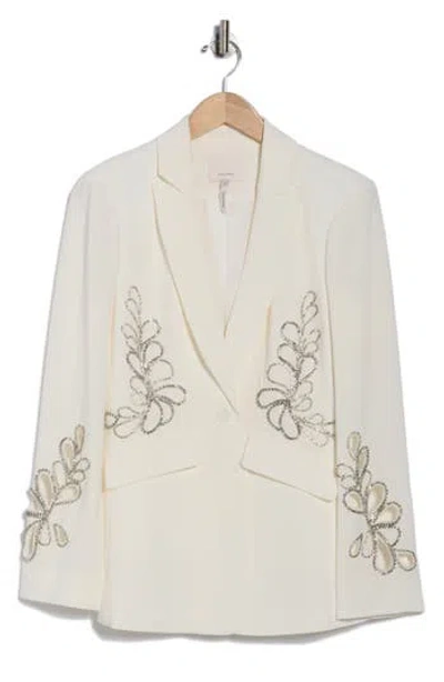 Cinq À Sept Cheyenne Rhinestone Paisley One-button Blazer In White