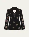 Cinq À Sept Cheyenne Rhinestone Pansy Garden Blazer In Black Multi