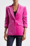 Cinq À Sept Cheyenne Ruched Sleeve Velveteen Blazer In Plum Radish
