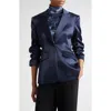 Cinq À Sept Cheyenne Smooth Satin Scrunched-sleeve Blazer