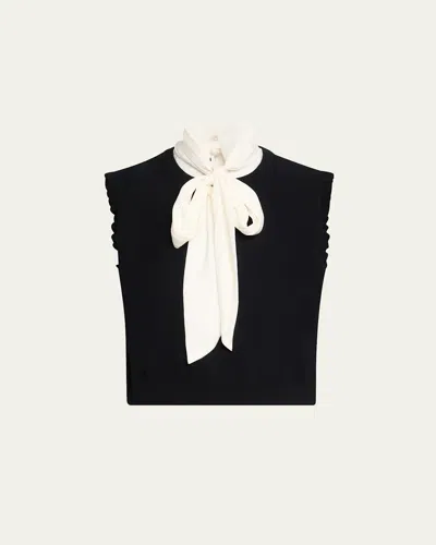 Cinq À Sept Chiara Sleeveless Tie-neck Top In Black