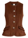 Cinq À Sept Chris Buttoned-pocket Suede Gilet In Brown