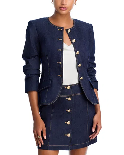 Cinq À Sept Cinq A Sept Chris Ruched Denim Jacket In Purple
