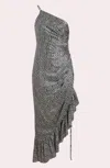 Cinq À Sept Christel One Shoulder Asymmetric Midi Dress In Ivory Navy In White