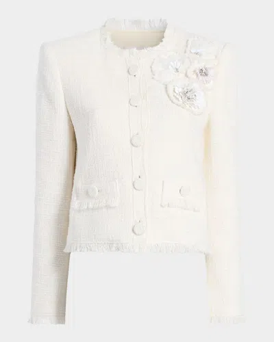Cinq À Sept Christie Crunchy Flower Tweed Jacket In White