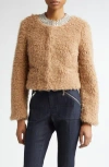 Cinq À Sept Christie Embellished Faux Shearling Jacket In Brown