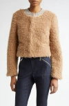 Cinq À Sept Christie Embellished Faux Shearling Jacket In Camel