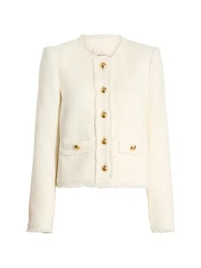 Cinq À Sept Christie Fringed Button Jacket In Neutral