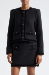 Cinq À Sept Christie Boucle Fringe Jacket In Animal Print