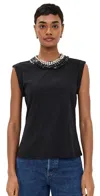 Cinq À Sept Chunky Rhinestone Embellished Bella Tee Black/clear In Black/clear