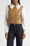 Cinq À Sept Ciara Knit Contrast Faux Leather Jacket In Multi
