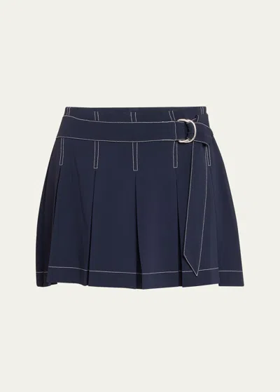 Cinq À Sept Ciela Pleated Skirt In Navy/ivory