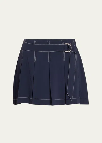 Cinq À Sept Ciela Pleated Mini Skort In Navy/ivory