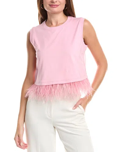Cinq À Sept Cinq Cropped Feather Tee In Pink