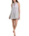 Cinq À Sept Light Washed Floral Walker Tiered Sleeveless Mini Dress In Multi