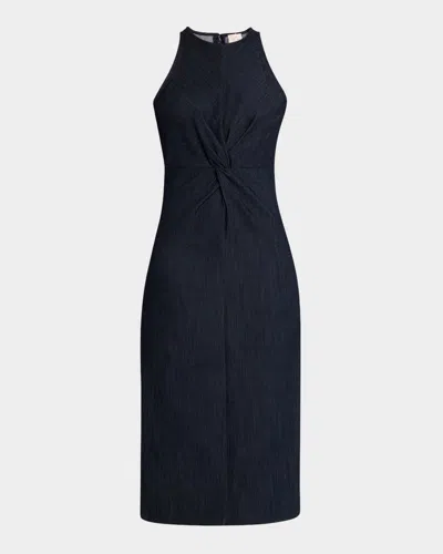 Cinq À Sept Clara Twist-front Midi Dress In Indigo