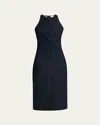 Cinq À Sept Clara Knot Front Sleeveless Denim Dress In Indigo