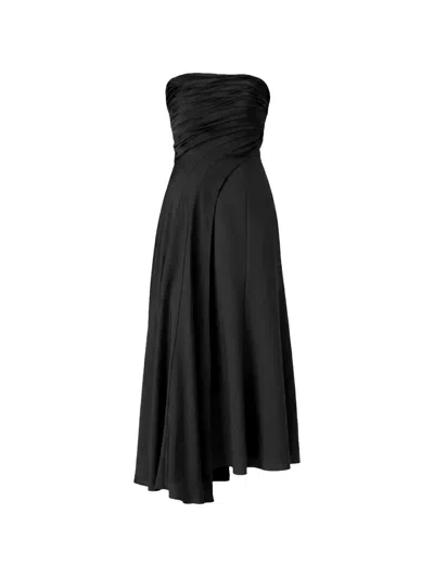 Cinq À Sept Clarisse Ruched Asymmetric Dress In Black